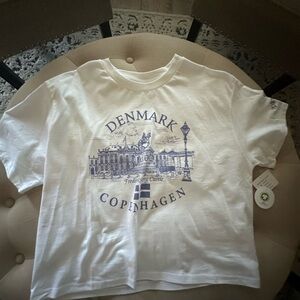 Denmark Copenhagen Graphic Crop Top - White
